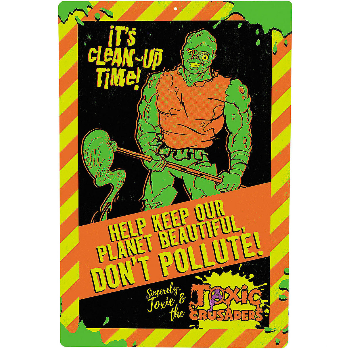 The Toxic Avenger Don't Pollute Metal Sign for Spooky Parties Halloween Decor and Horror Themed Events