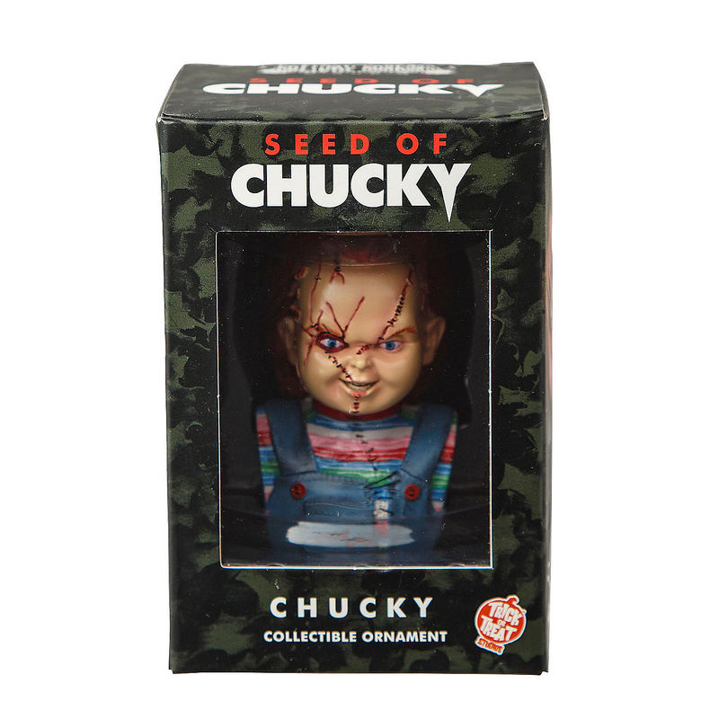 Officially Licensed Seed of Chucky Bust Ornament for Holiday Decor and Chucky Movie Collectibles