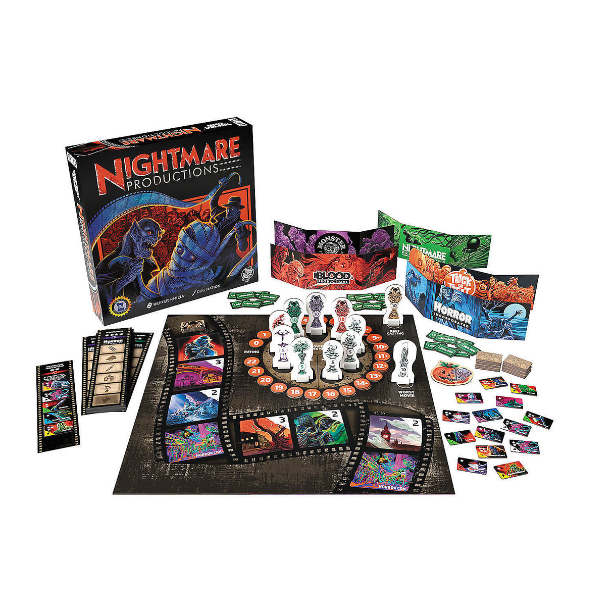 Engaging Reiner Knizia Nightmare Productions Board Game for 2-5 Players Halloween Parties and Family Game Nights