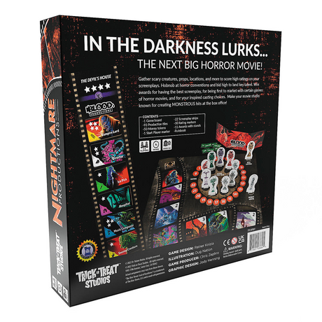 Juego de mesa Nightmare Productions de Reiner Knizia para 2-5 jugadores, ideal para fiestas de Halloween y noches de juegos familiares