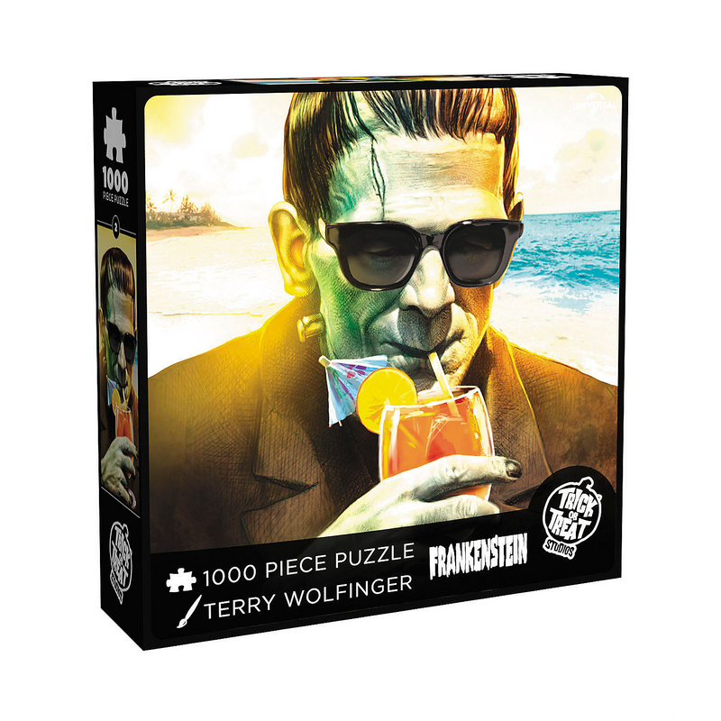 Stunning 1000 Piece Frankenstein at the Beach Puzzle for Family Fun Game Night and Halloween Decor