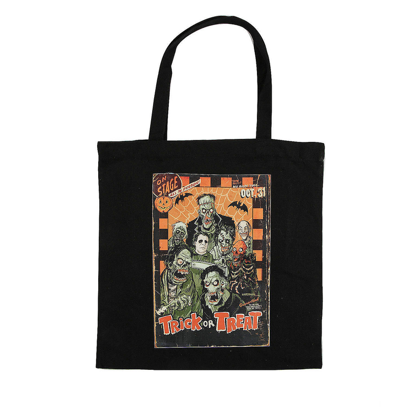 Halloween Trick-or-Treat Bag with Live Monsters Poster Graphic for Spooky Celebrations and Trick or Treating