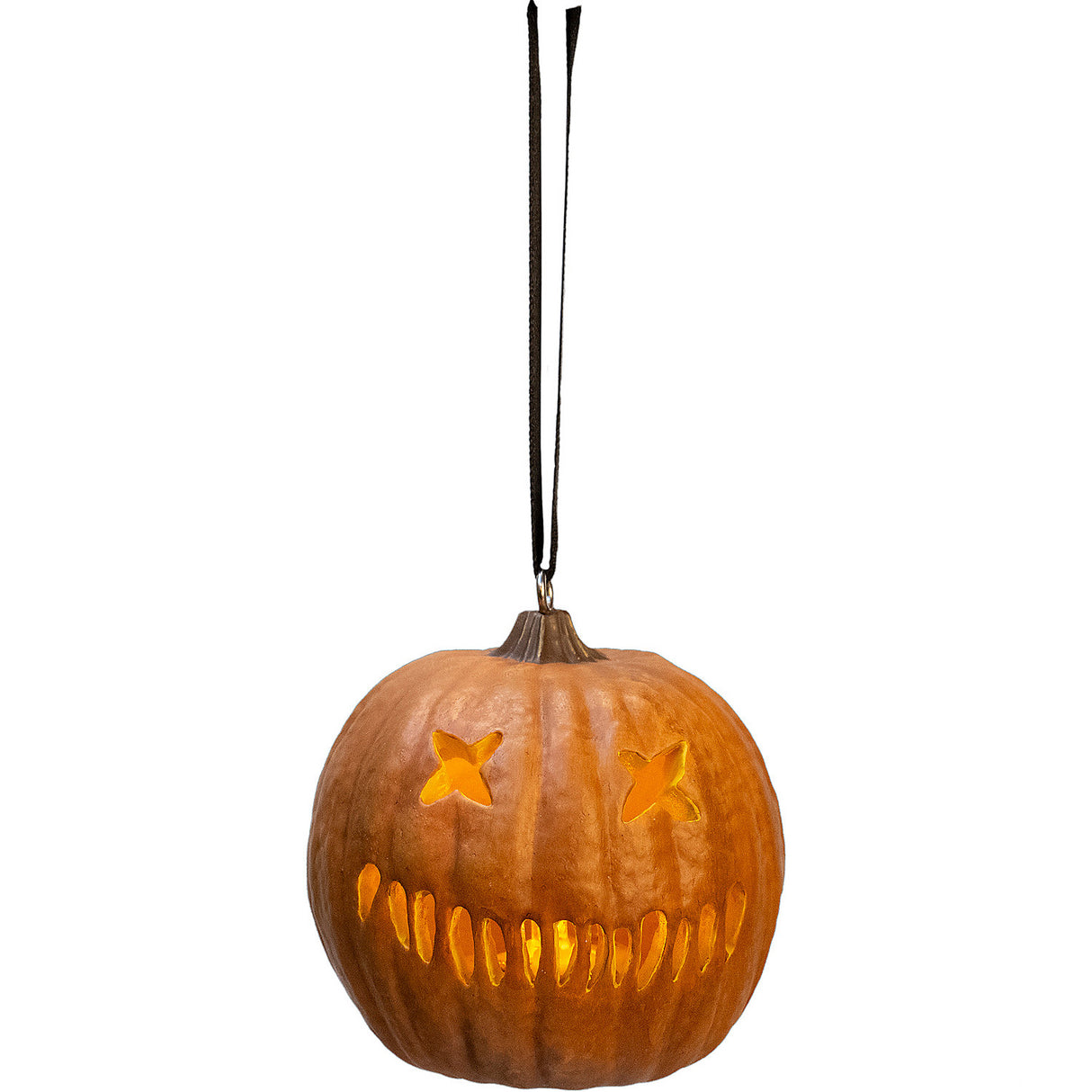 Holiday Horrors Light-Up Pumpkin Ornament for Halloween Decor Christmas Tree and Collectible Display