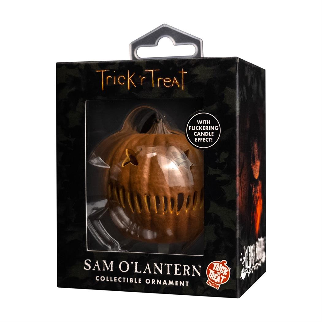 Holiday Horrors Light-Up Pumpkin Ornament for Halloween Decor Christmas Tree and Collectible Display