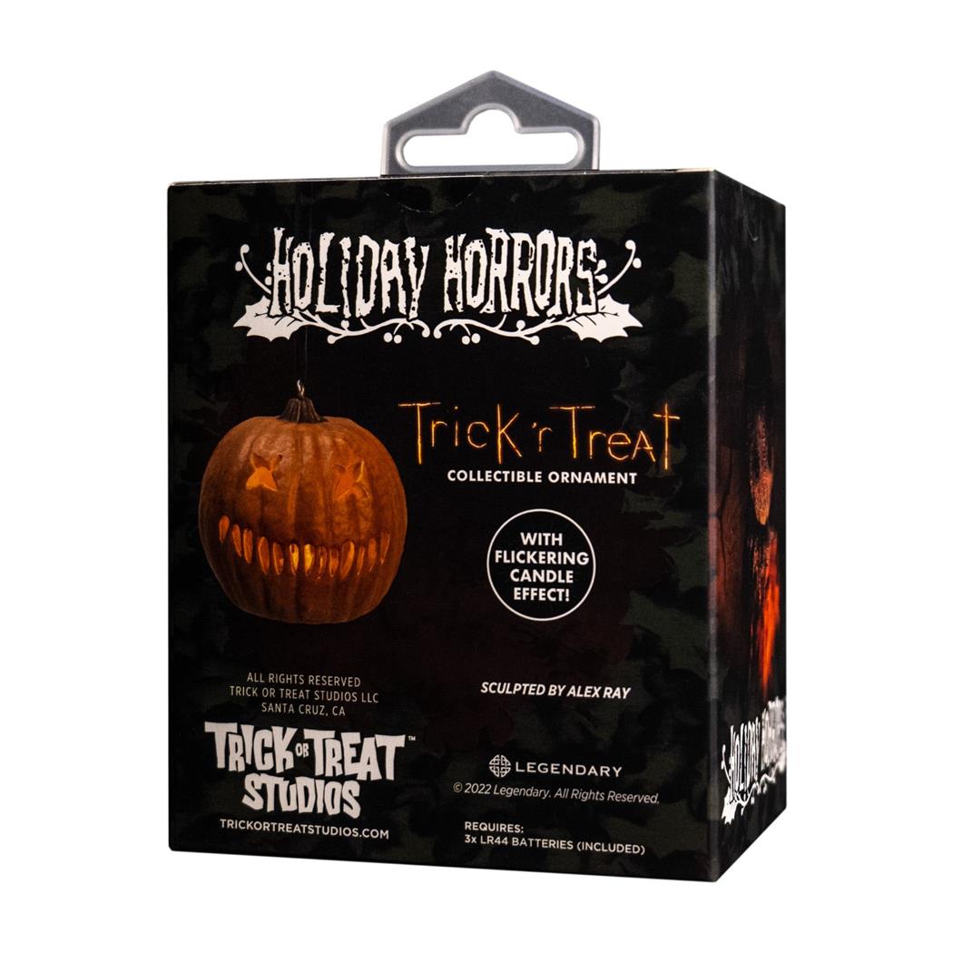 Holiday Horrors Light-Up Pumpkin Ornament for Halloween Decor Christmas Tree and Collectible Display