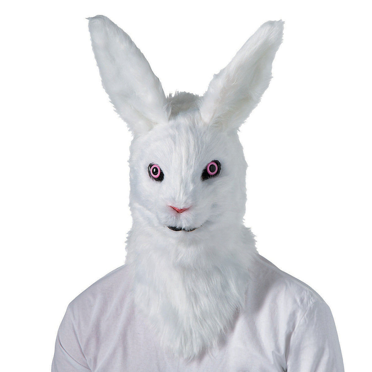 Realistic Moving Mouth Adults White Rabbit Mask for Costume Parties and Halloween Events