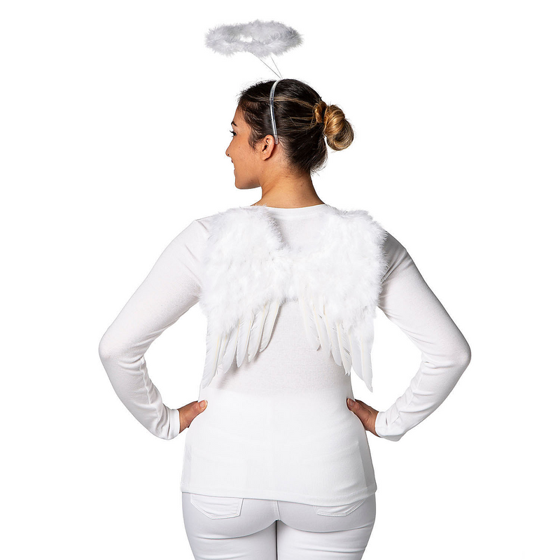 Elegant 12 x 14 White Wings with Halo for Costumes and Theatrical Performances