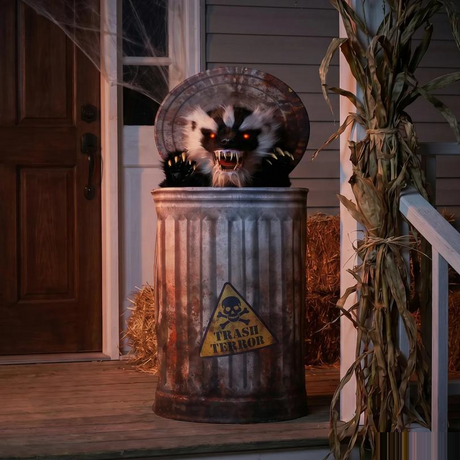 Pop-Up Badger in a Trash Can Halloween Decoration