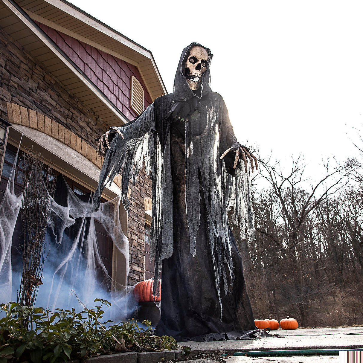Spooky 10 Foot Towering Reaper Animated Prop for Halloween Yard Displays and Haunted House Decor