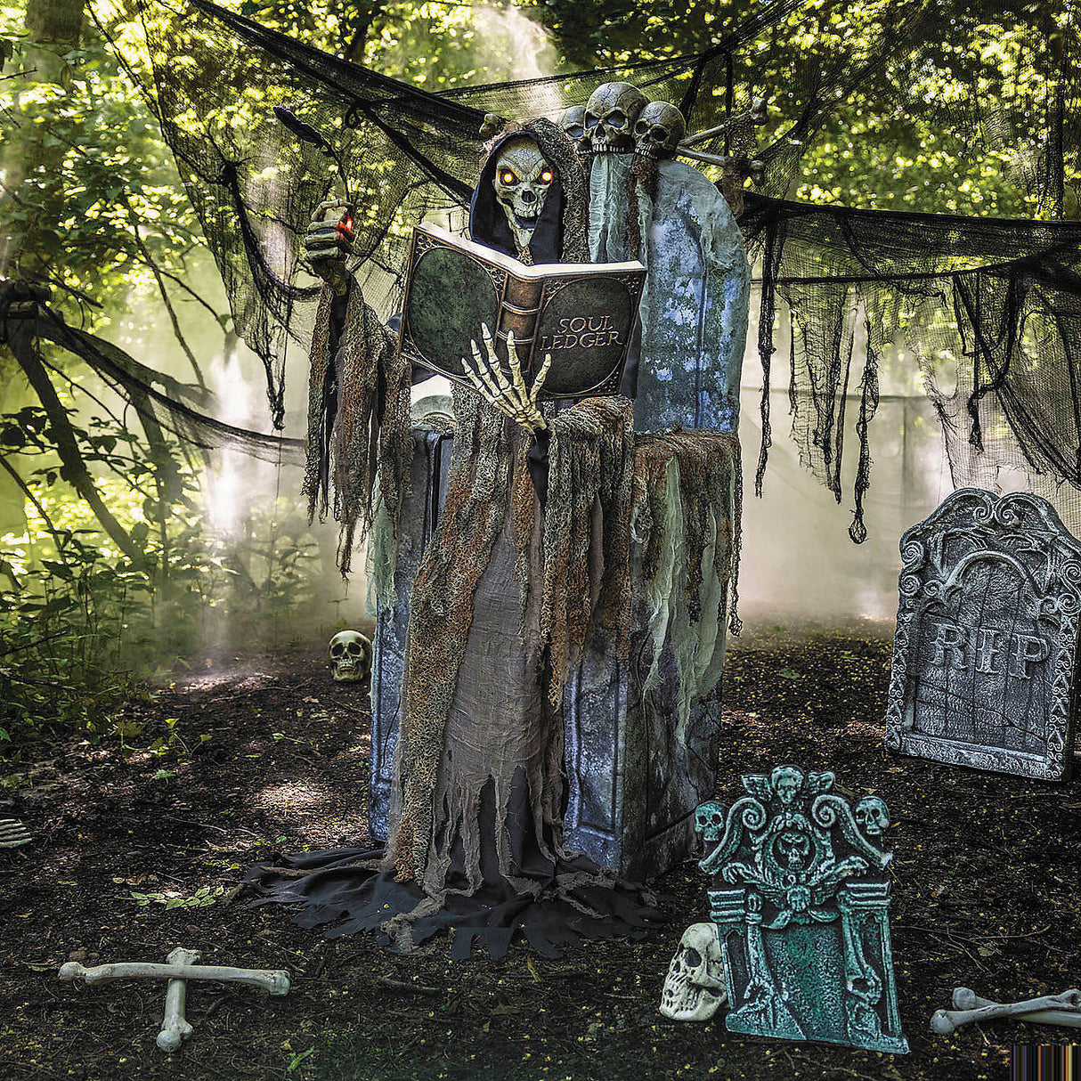 7 Ft Animated Light Up Soul Stealer Halloween Decoration for Haunted House Displays and Spooky Home Decor