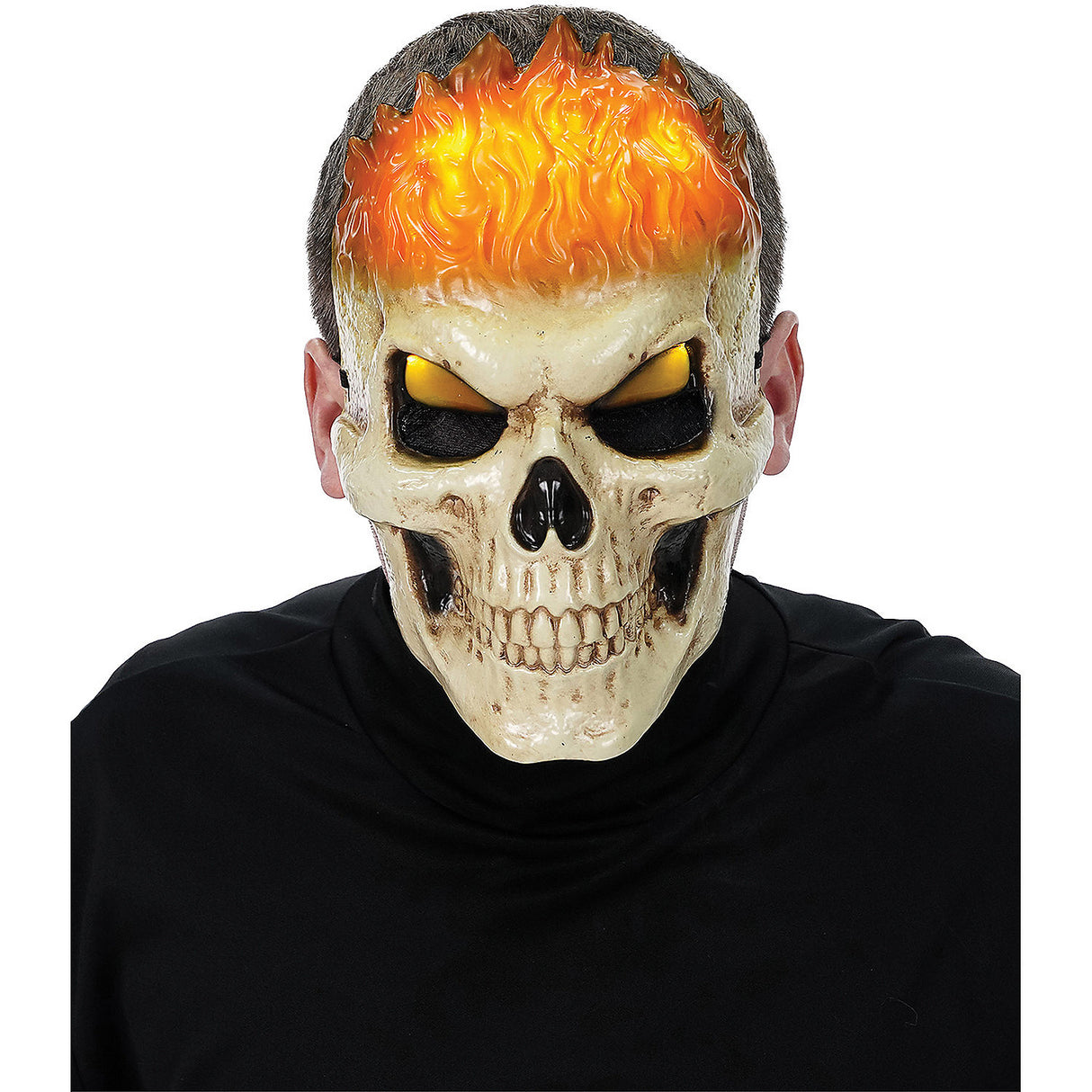 Flaming Orange Inferno Skull Mask for Halloween Parties and Spooky Costumes