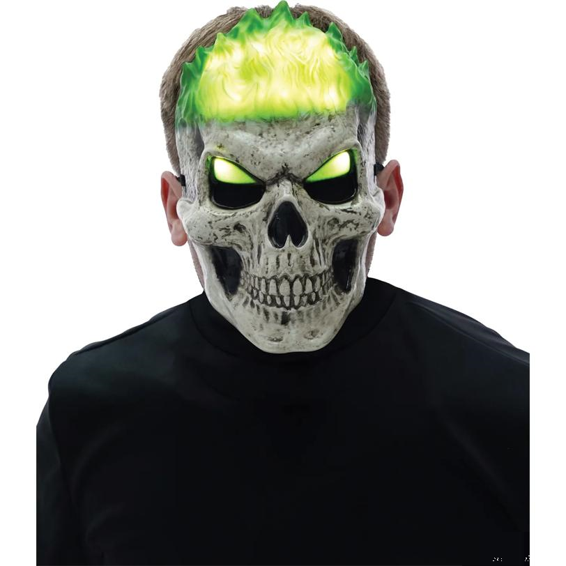 Light-Up Green Inferno Skull Mask