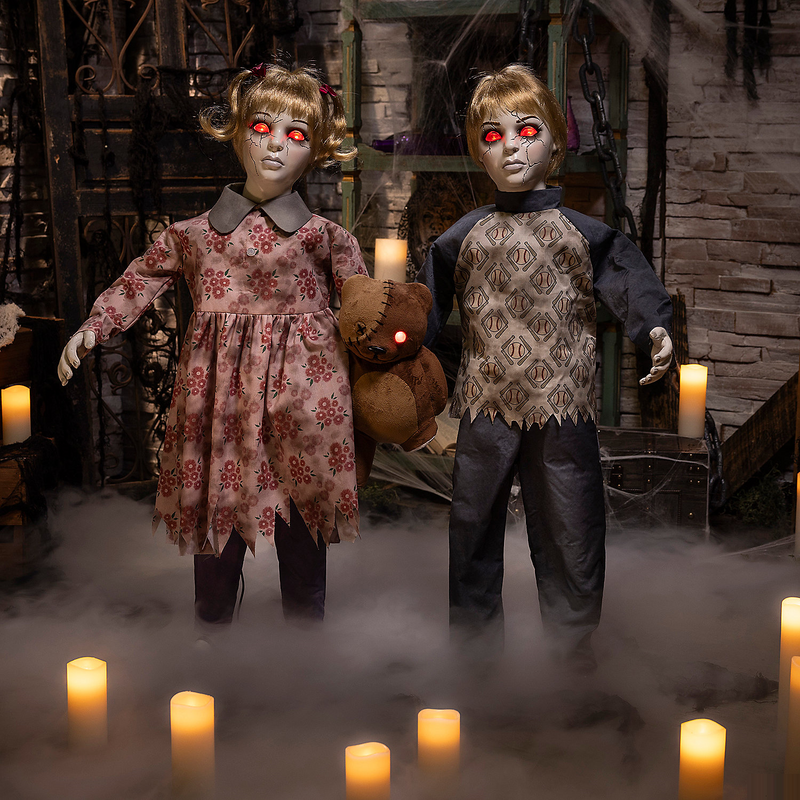 3 Ft Light-Up Apocalypse Twins Decoration for Halloween Parties Haunted Houses and Spooky Events