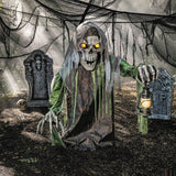 Spooky Animated Light-Up Corroded Skeleton Reaper for Halloween Parties and Haunted Decor