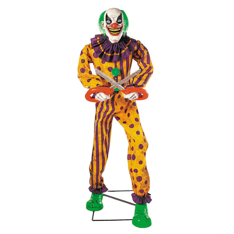 6 Ft. Animated Light-Up Yellow & Black Snippers the Clown Halloween Decoration