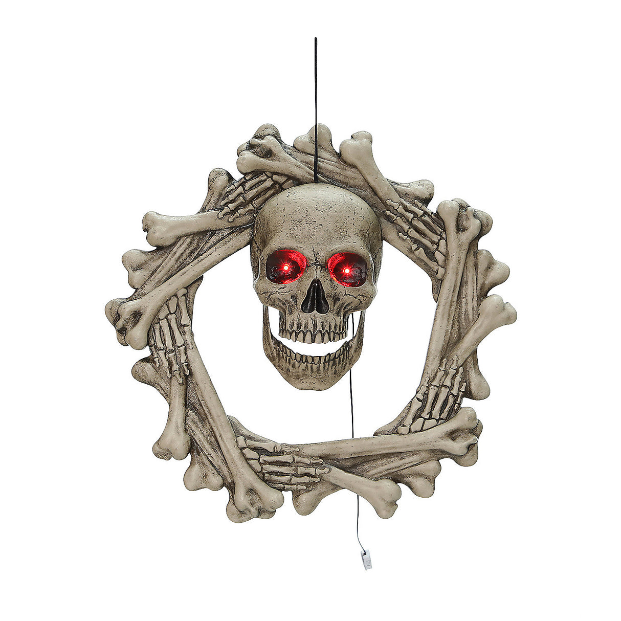 Animated Bone Wreath for Halloween Decor and Spooky Home Decoration