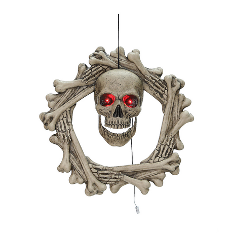 Bone Wreath Animated Halloween Decor, 18"