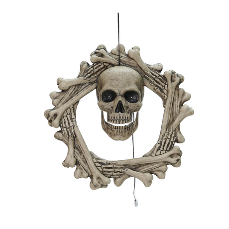 Bone Wreath Animated Halloween Decor, 18"