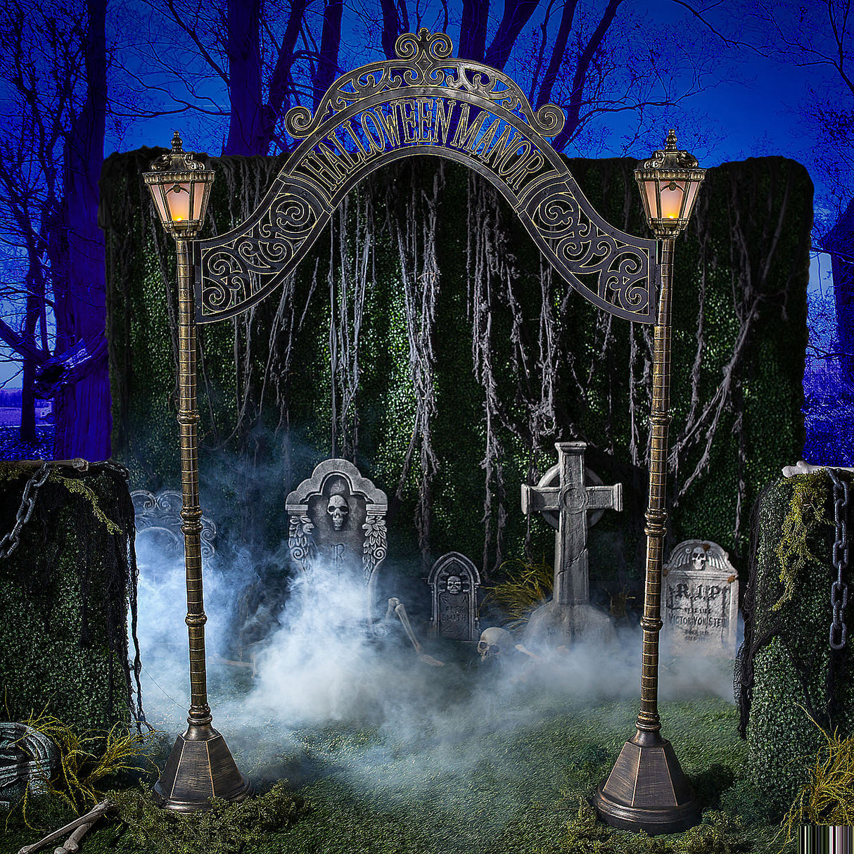 Halloween Manor Archway Decoration for Spooky Graveyard Scenes Haunted House Events and Halloween Celebrations