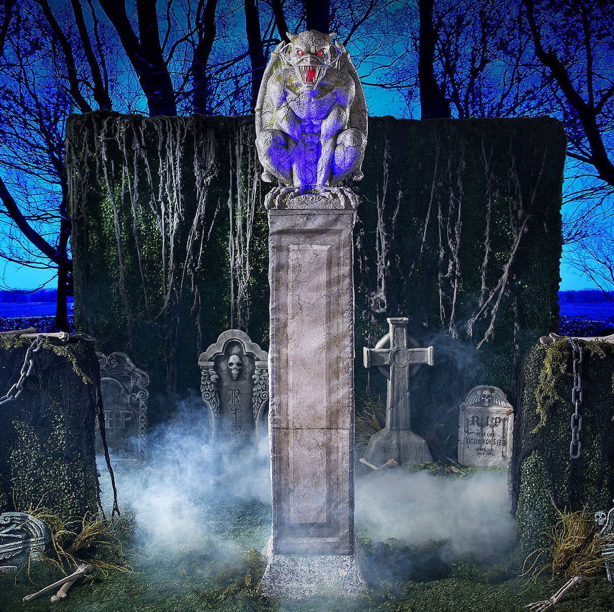 Gargoyle Pillar Animated Halloween Prop for Spooky Décor and Haunted House Setup Events