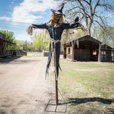 Spooky Simplified Staked Scarecrow Animated Halloween Decoration for Terrifying Outdoor Displays