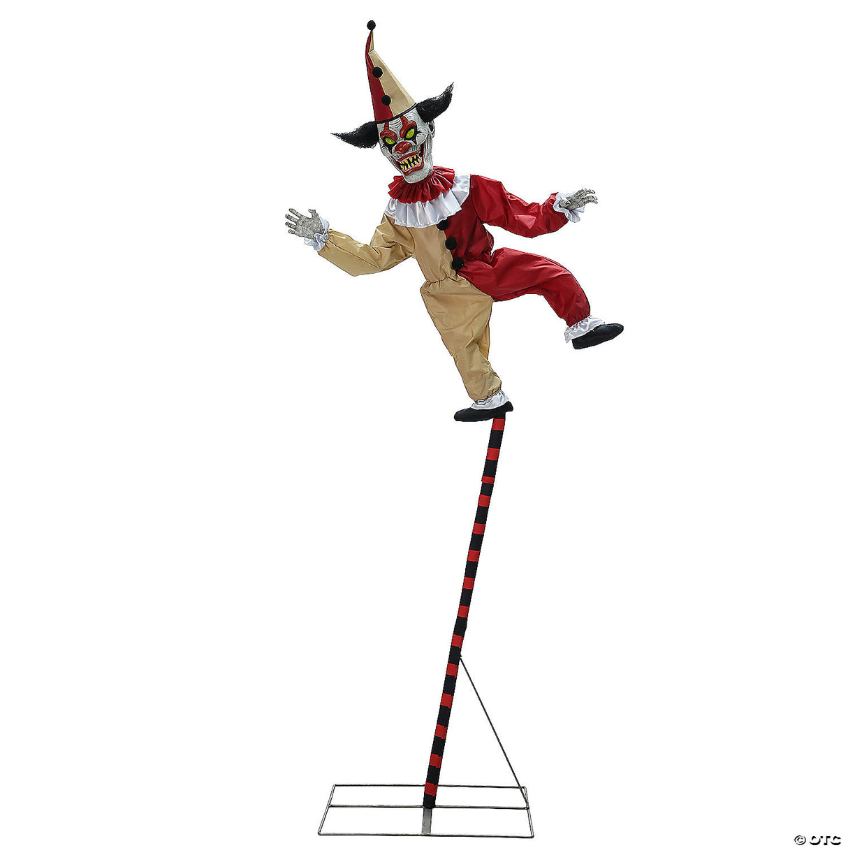 Creepy 96 Inch Sideshow Balancing Clown Animated Prop for Halloween Haunts and Spooky Displays