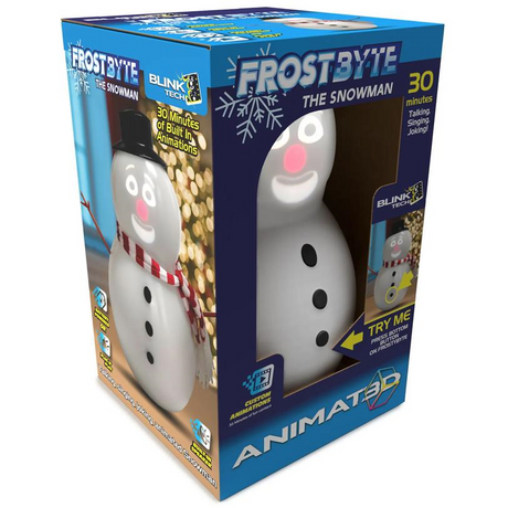 ANIMAT3D Frostbyte the Snowman 3D Animated Light-Up with Sound Tabletop Christmas Decoration