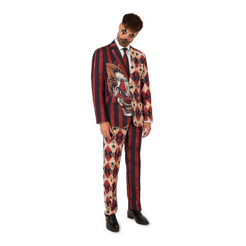 Adults Red Scary Clown Suit Costume for Halloween Parties and Themed Events