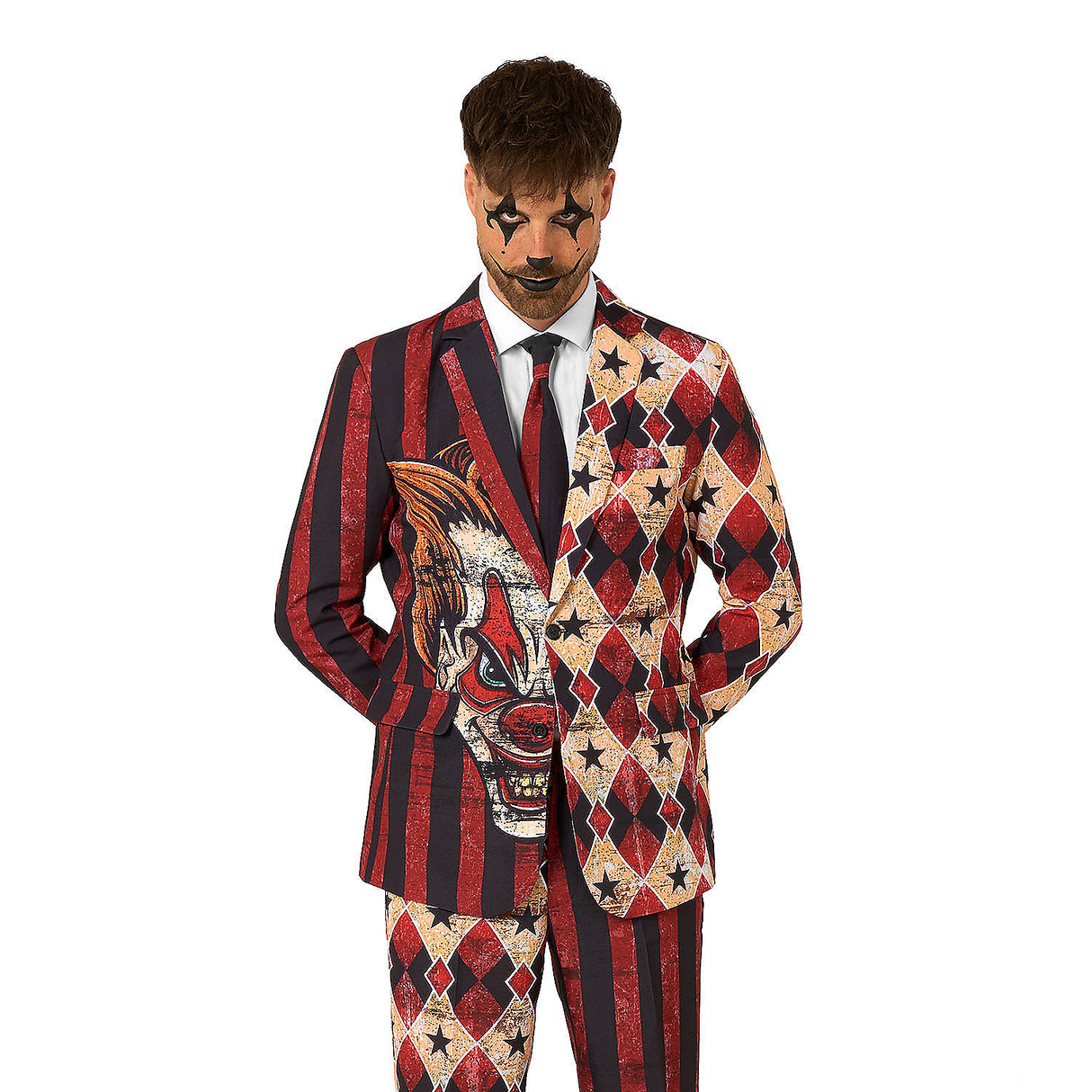 Adults Red Scary Clown Suit Costume