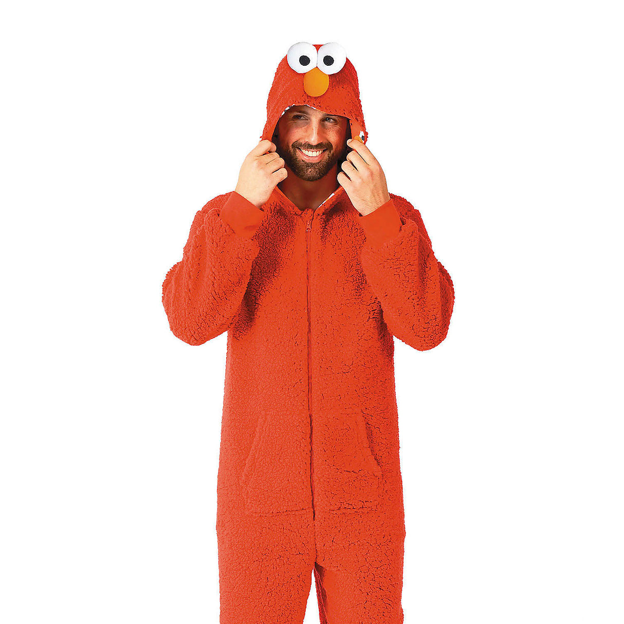 Convenient Adults Elmo Hooded Onesie Costume for Halloween Parties Fun and Cozy Events