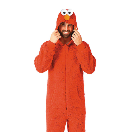 Adults Sesame Street Elmo Hooded Onesie Costume