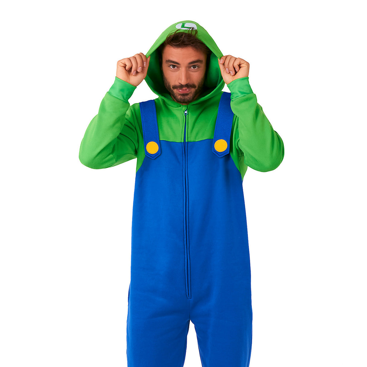 Cozy Men's LuigiT Onesie Costume for Halloween Gaming Sessions Movie Marathons and Super Mario Fans