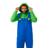 Cozy Men's LuigiT Onesie Costume for Halloween Gaming Sessions Movie Marathons and Super Mario Fans