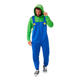 Cozy Men's LuigiT Onesie Costume for Halloween Gaming Sessions Movie Marathons and Super Mario Fans