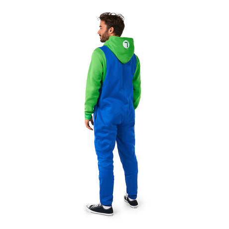 Cozy Men's LuigiT Onesie Costume for Halloween Gaming Sessions Movie Marathons and Super Mario Fans