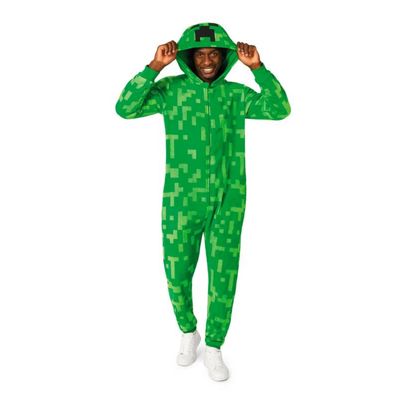 Adult Minecraft Creeper hooded onesie