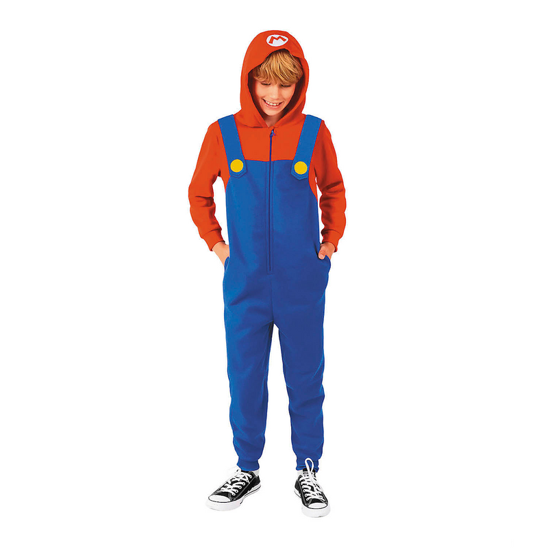 Kids Super Mario Bros. Mario Hooded Onesie Costume