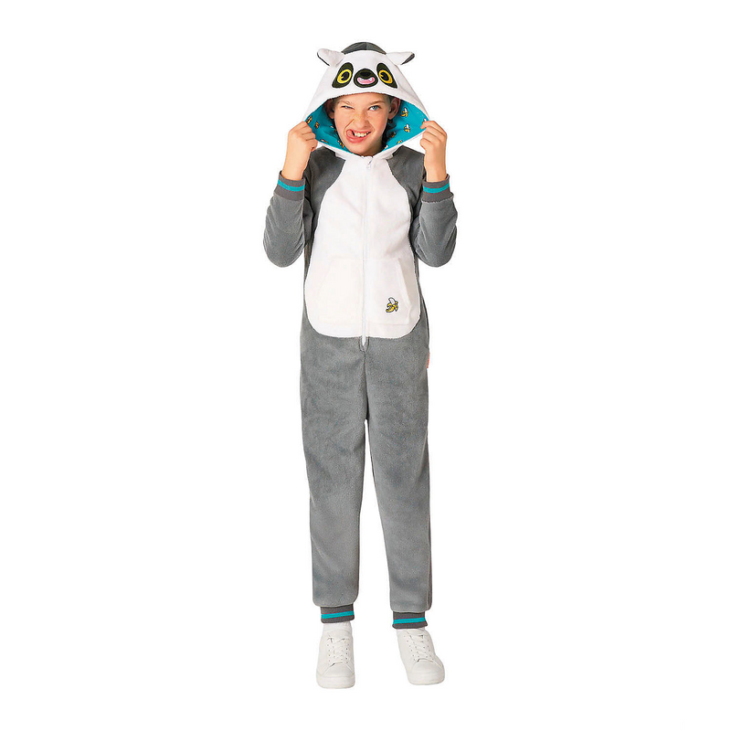 Kids Lemur Hooded Onesie Costume for Fun Dress Up Parties and Halloween Events
