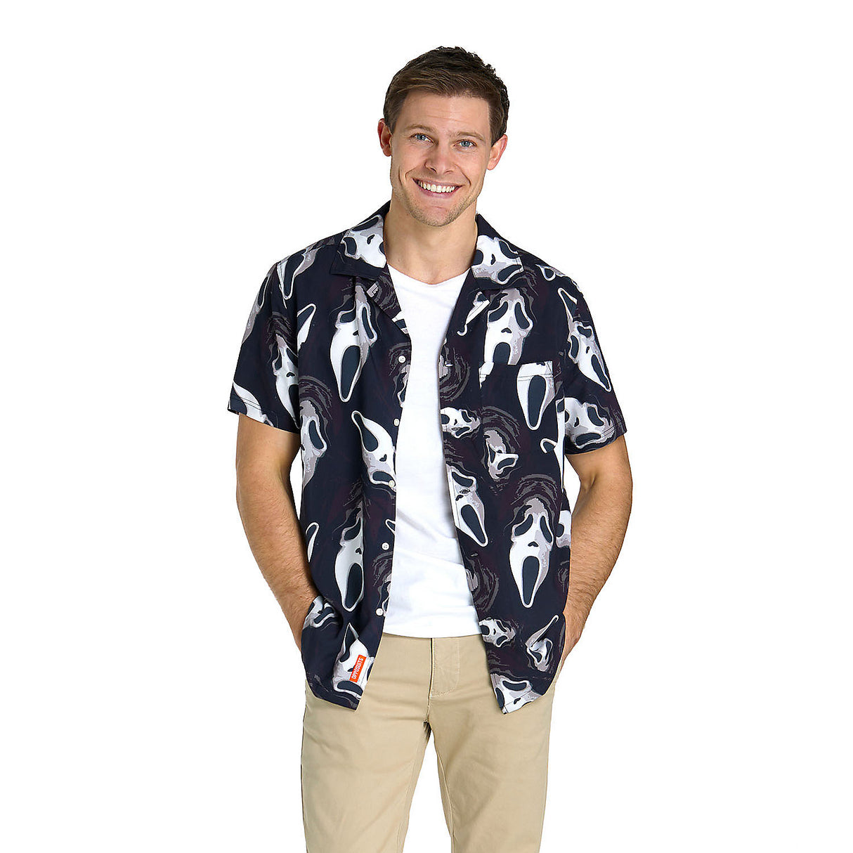 Cool Men's Ghost Face Hawaiian Shirt for Halloween Parties and Spooky Themed Events