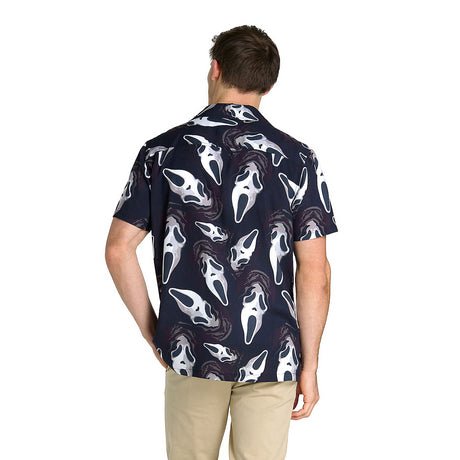 Cool Men's Ghost Face Hawaiian Shirt for Halloween Parties and Spooky Themed Events