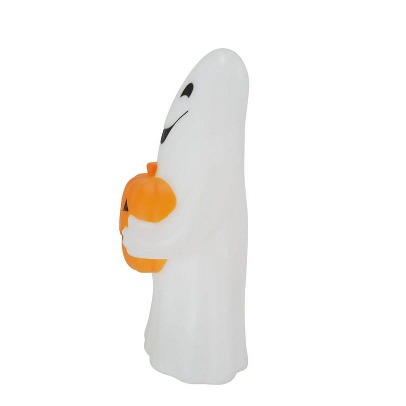 12" Light-Up LED Ghost with Jack-O'-Lantern Blow Mold Figure Halloween Decoration