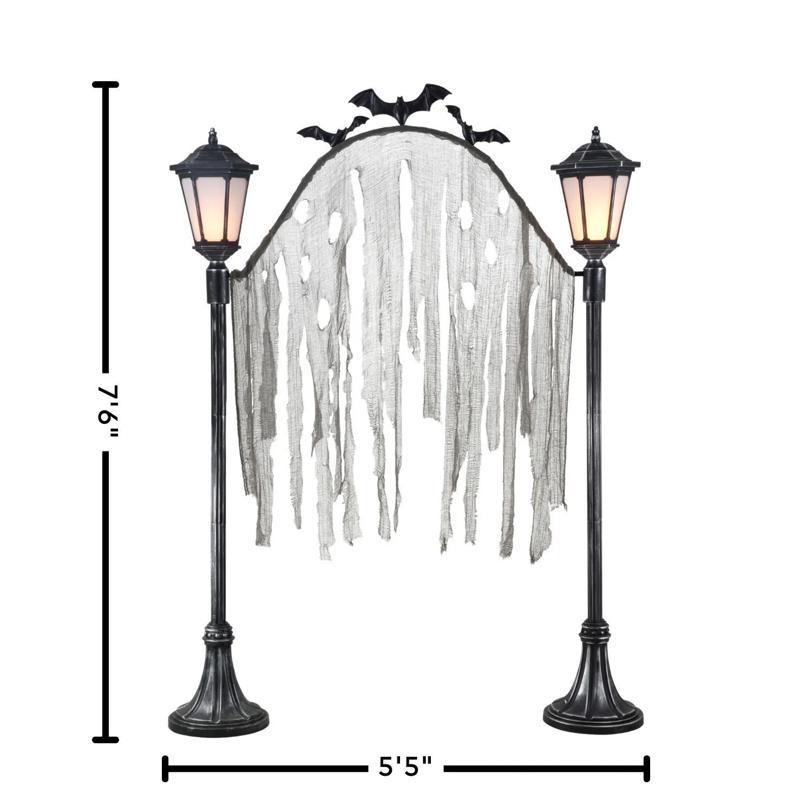 7 Ft. 7" Light-Up Cemetery Archway with Bats & Creepy Cloth Accents Halloween Decoration
