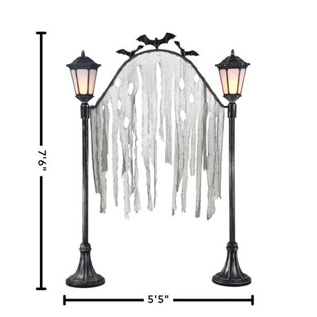 7 Ft. 7" Light-Up Cemetery Archway with Bats & Creepy Cloth Accents Halloween Decoration