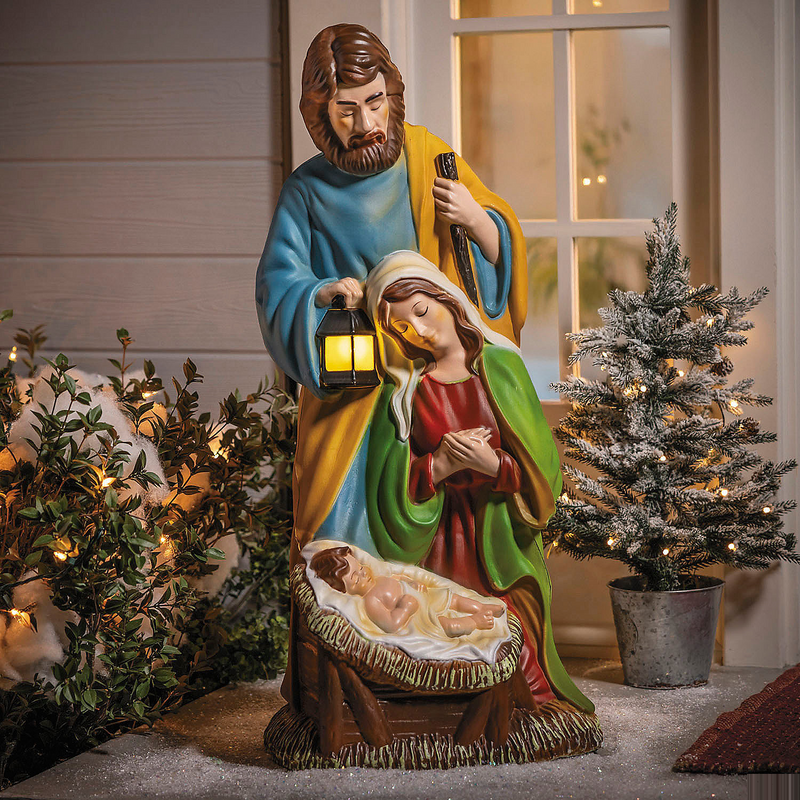 Stunning Light-Up Nativity Holy Family with LED Lantern for Christmas Decor and Religious Celebrations