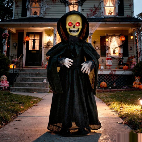 37" Animated Light-Up LED Standing Doll with Moving Head Halloween Decoration