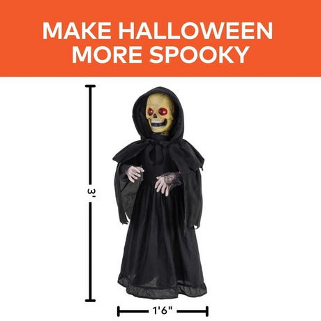37" Animated Light-Up LED Standing Doll with Moving Head Halloween Decoration