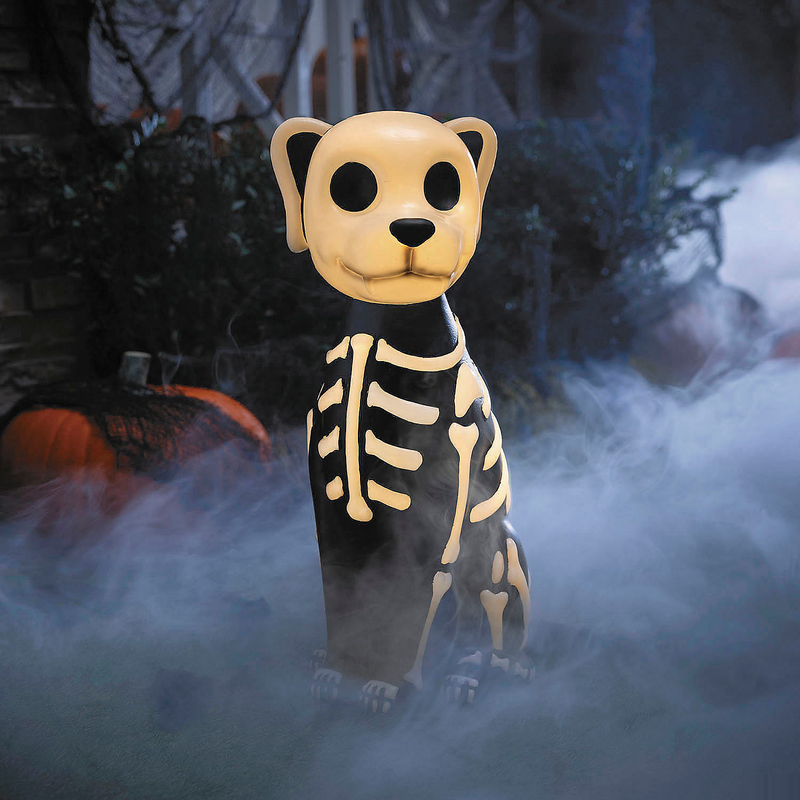 Vibrant 24 Inch Light-Up Skeleton Dog Blow Mold for Halloween Decorations and Festive Celebrations
