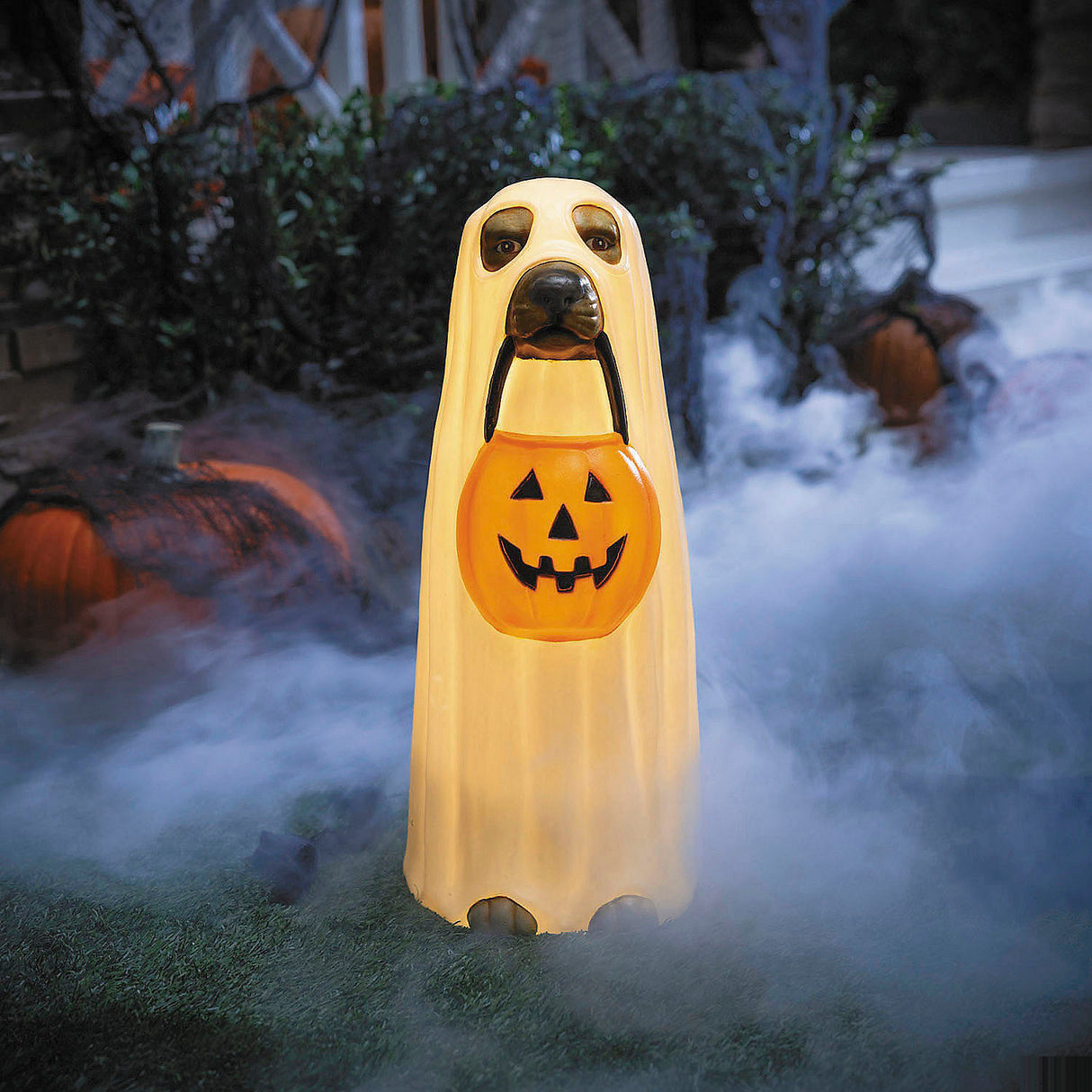 Charming Light-Up Ghost Dog Decoration for Halloween Parties and Spooky Displays