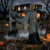 5 Ft. Two Skeleton Reapers Carrying a Coffin Halloween Decoration