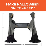 5 Ft. Two Skeleton Reapers Carrying a Coffin Halloween Decoration